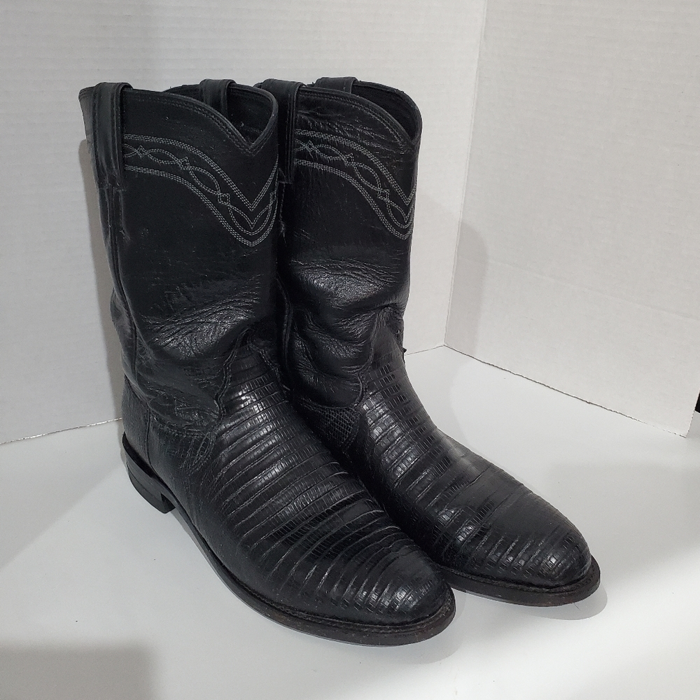 Justin Cowgirl Boots 👢 Lizzard 🦎 and Kid Skin Size 8 B Ladies L👀K
